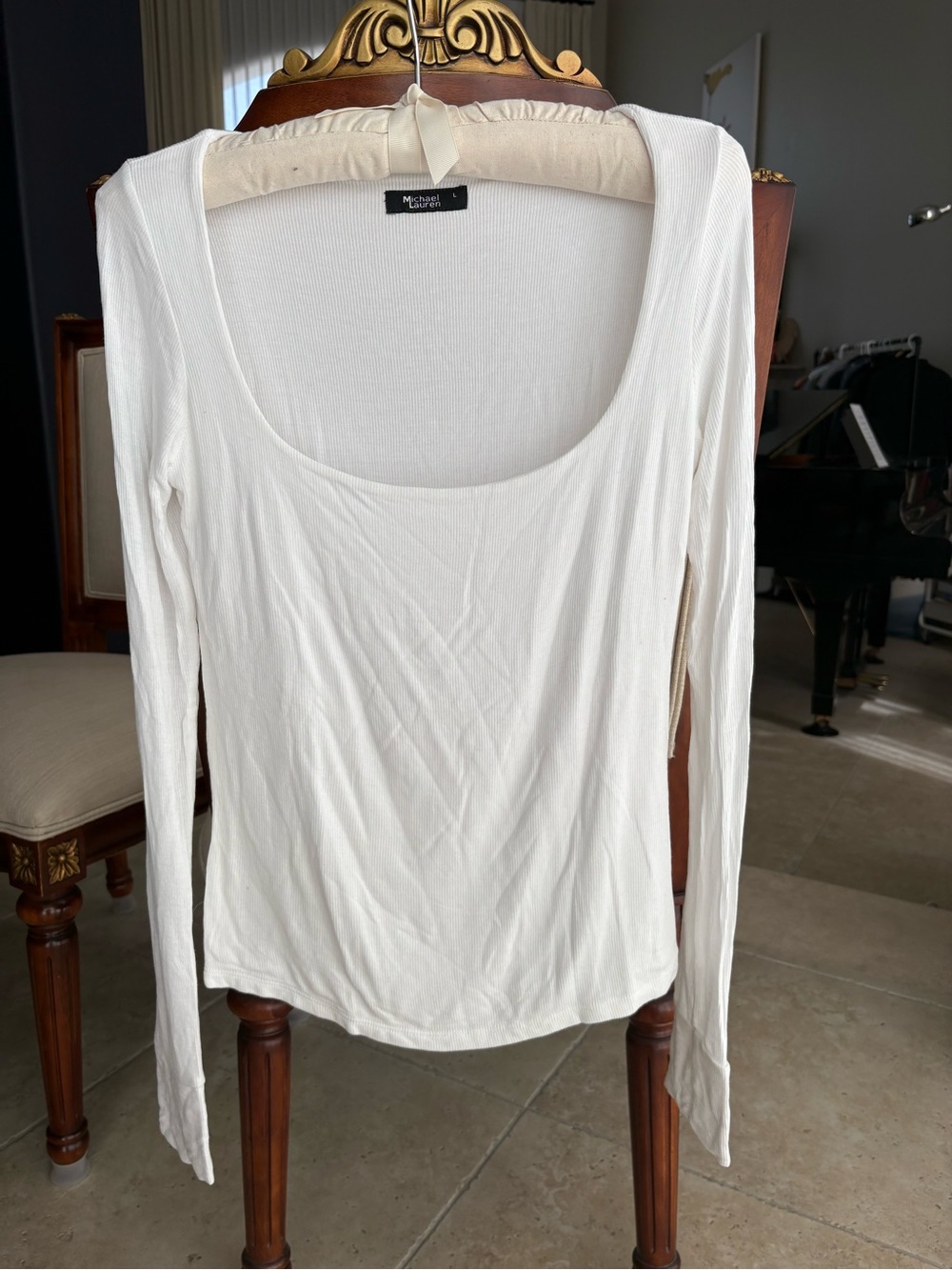 Michael Lauren ribbed Squareneck top